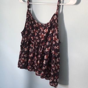 pacsun cropped floral babydoll tank top